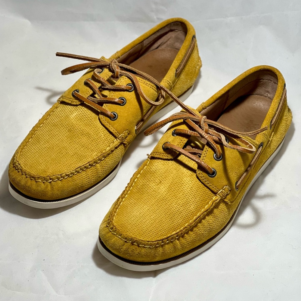 FRYE Suede Briggs Boat Shoes - Yellow Men’s 10 Leather Loafer